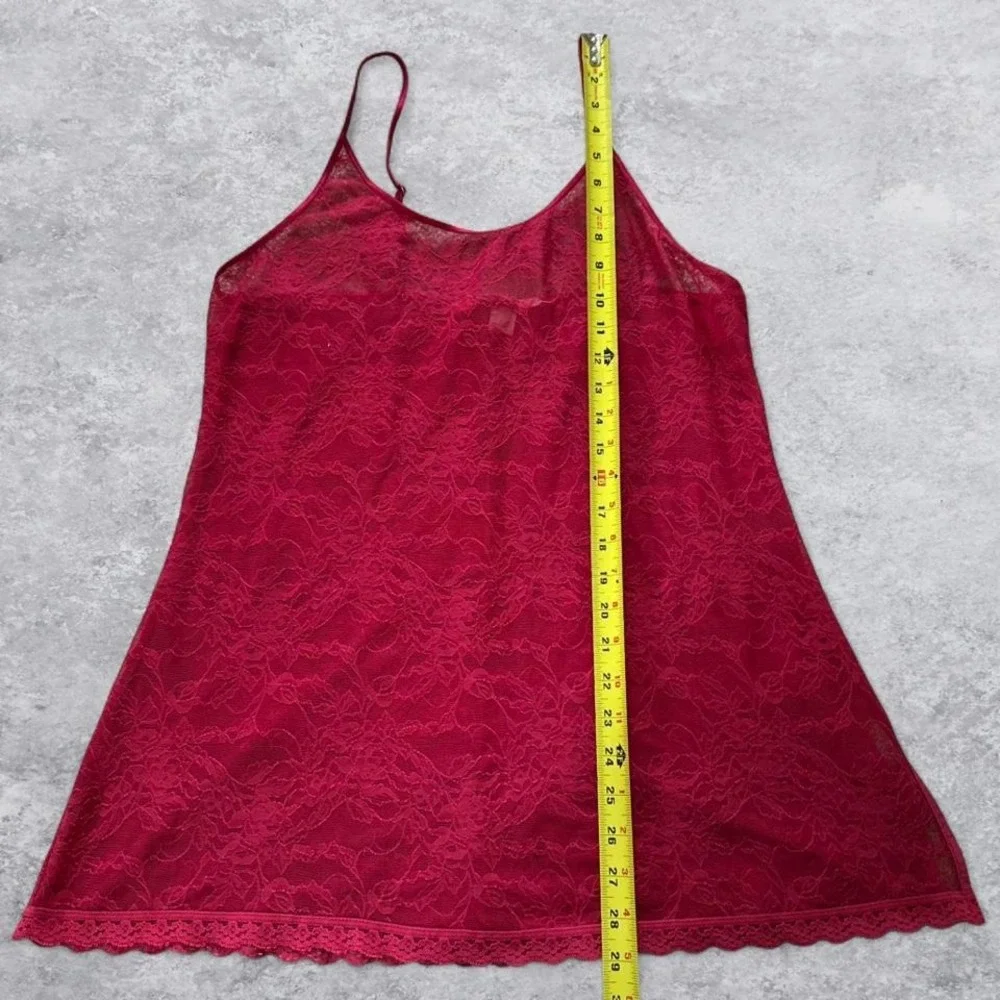 Victoria's Secret Floral Lace Sheer Chemise Nightie RED Large